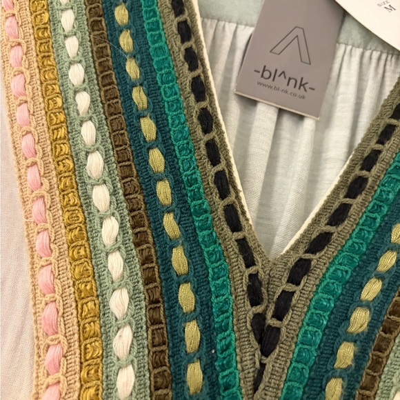 Anthropologie Blouse - Floral with Embroidered V-Neck - Green, Pink, off White - Picture 3 of 5